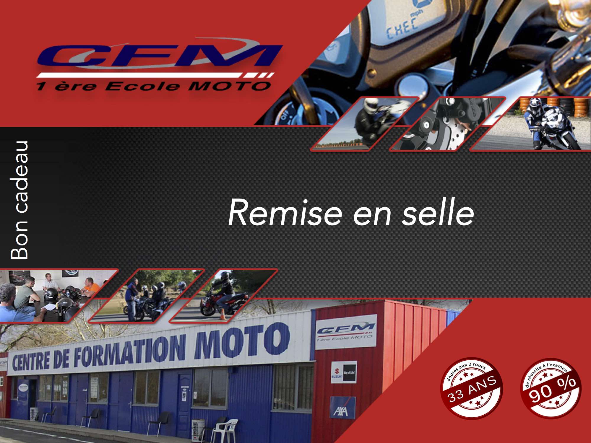 Bon cadeau permis moto remise en selle reprise moto CFM33.com